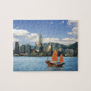 Quebra-cabeça China; Hong Kong; Victoria Harbor; Porto;A