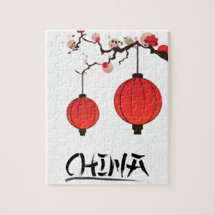 Quebra-cabeça China Lanternas impressão Poster de viagens.