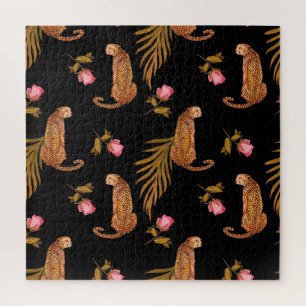 Quebra-cabeça Chitas românticas: padrão uniforme de aquarela.