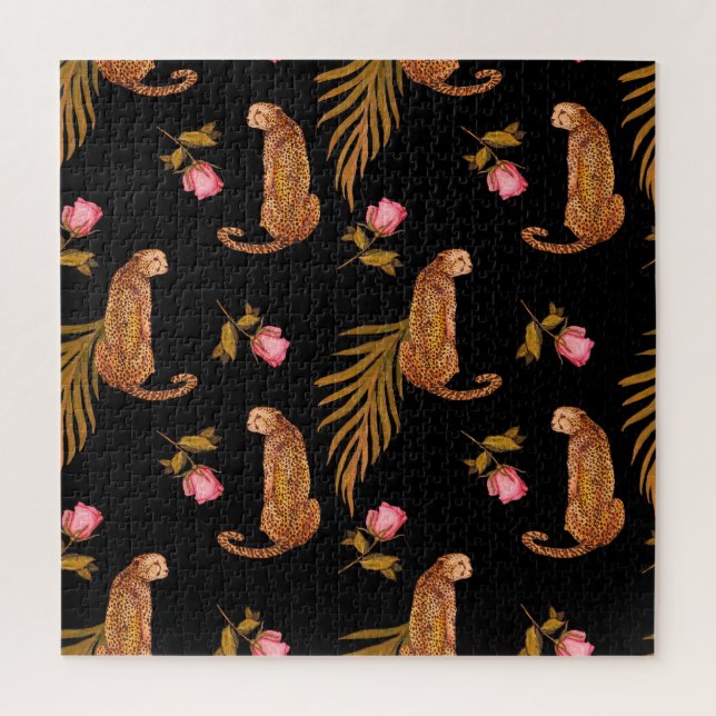 Quebra-cabeça Chitas românticas: padrão uniforme de aquarela. (Vertical)