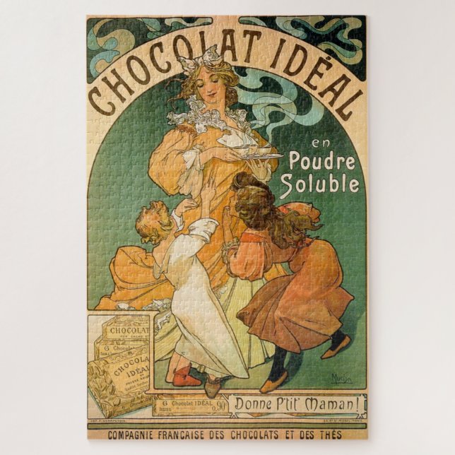 Quebra-cabeça Chocolat Idéal por Alphonse Mucha (Vertical)
