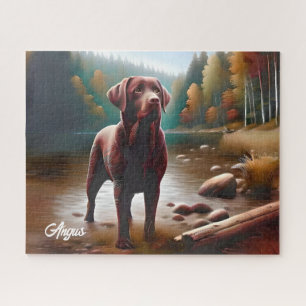 Quebra-cabeça Chocolate Labrador e Lago