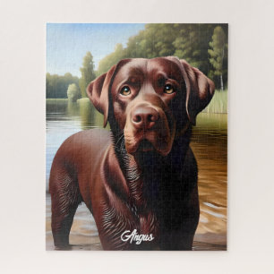 Quebra-cabeça Chocolate Labrador e Lago