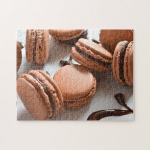 Quebra-cabeça Chocolate Macaron Cookies Comida francesa