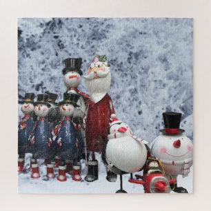 Quebra-cabeça Choir de Natal, com Papais noeis, Snowman, Pinguim