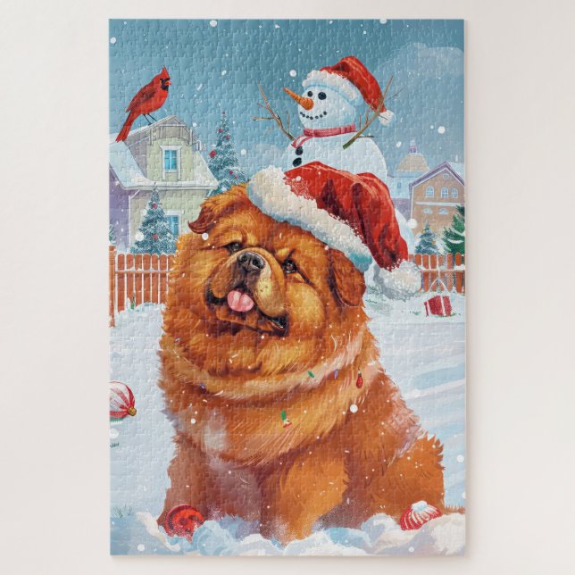 Quebra-cabeça Chow Chow Winter Wonderland Natal Joy (Vertical)