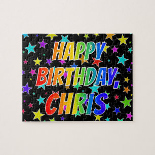 Quebra-cabeça "CHRIS" Primeiro Nome, Diversão "FELIZ ANIVERSÁRIO