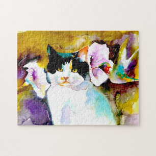 Quebra-cabeça "Christeve o gato com impressão do colibri"