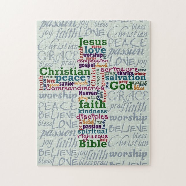 Quebra-cabeça Christian Religious Word Art Cross (Vertical)