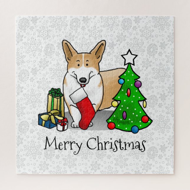 Quebra-cabeça Christmas 2 Pembroke Welsh Corgi (red 1) Tree Cute (Vertical)