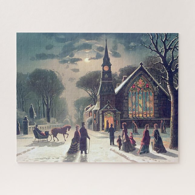 Quebra-cabeça Christmas Eve Service J Hoover E Son 1878 (Horizontal)