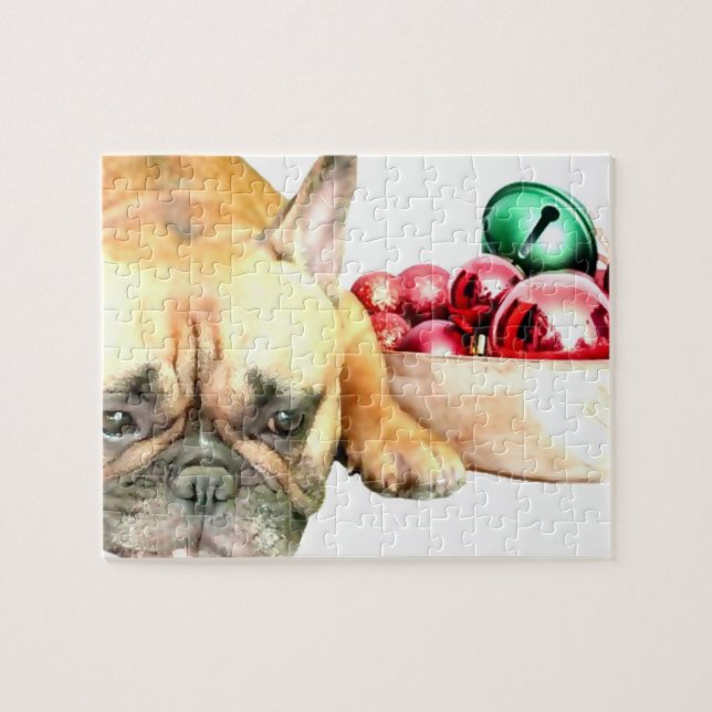 Quebra-cabeça Christmas French Bulldog (Horizontal)