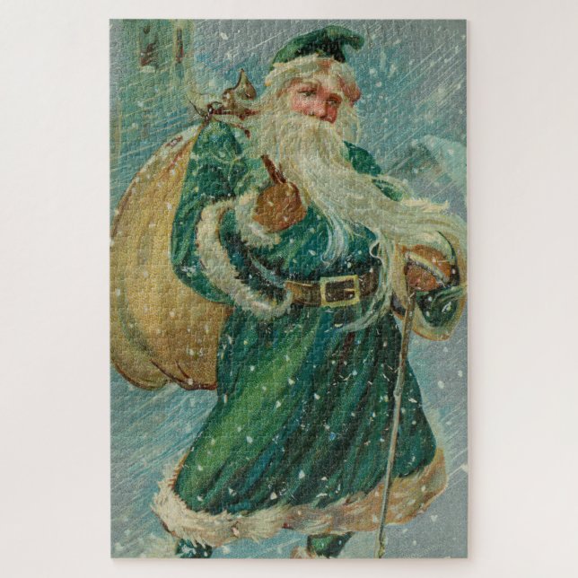 Quebra-cabeça Christmas Greetings-Retro Santa Claus Postcard (Vertical)