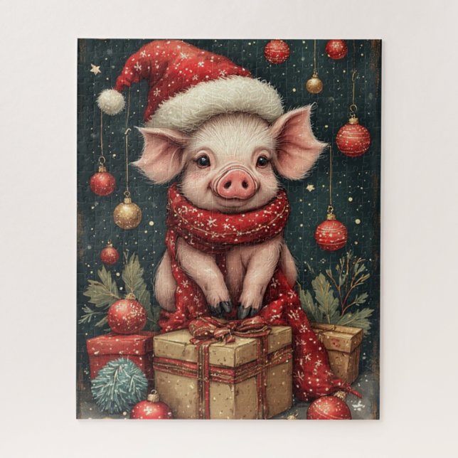 Quebra-cabeça Christmas Party Pig Puzzle (Vertical)