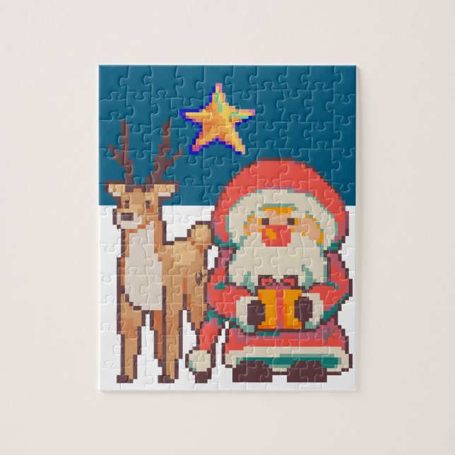 Quebra-cabeça Christmas, Santa Claus, Reindeer, Pixel Art (Vertical)