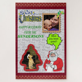 Quebra-cabeça Christmas Santa & Tree Add Photos Large