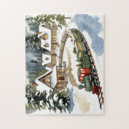 Quebra-cabeça Christmas Train Around Cozy Chalet Village Puzzle