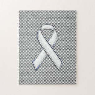 Quebra-cabeça Chrome Like White Ribbon Awareness Carbon Fiber