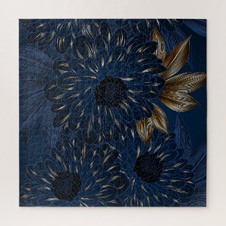 Quebra-cabeça Chrysanthemum desenhado à mão, elegante padrão flo