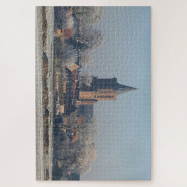 Quebra-cabeça Church Dutch village winter,