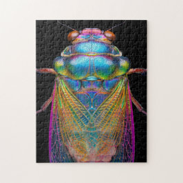 Quebra-cabeça Cicada em cores iridescentes a preto