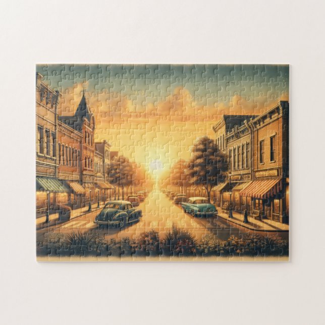 Quebra-cabeça Cidade americana vintage (Horizontal)