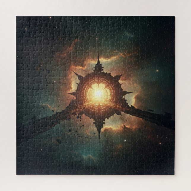 Quebra-cabeça Cidade Antiga Celestial Abandonada em Espaço Profu (Vertical)