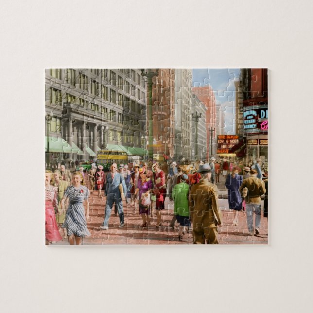 Quebra-cabeça Cidade - Chicago - Multidões de Compras 1940 (Horizontal)