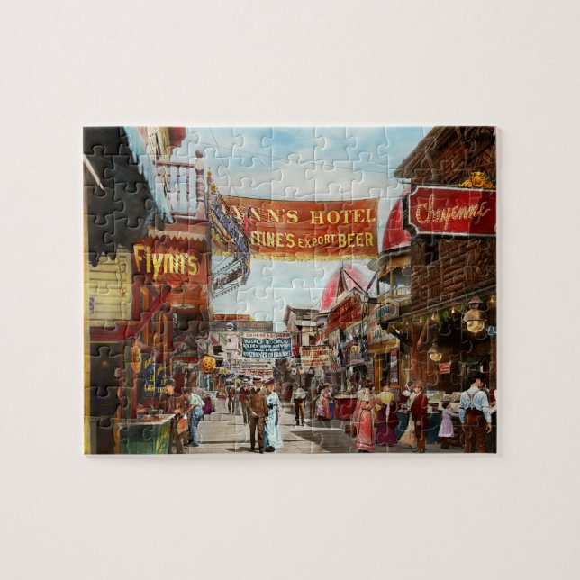 Quebra-cabeça Cidade - Coney Island NY - Bowery Beer 1903 (Horizontal)
