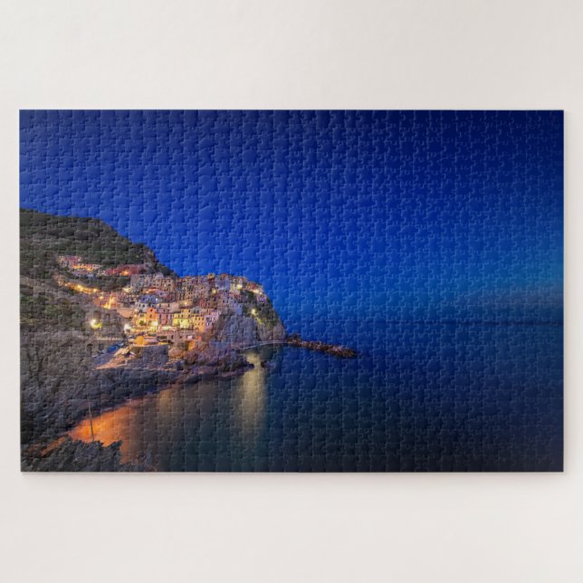 Quebra-cabeça Cidade de Manarola no Cinque Terre à noite (Horizontal)