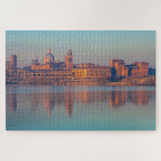 Quebra-cabeça Cidade de Mântua refletida no horizonte, Itália (Horizontal)