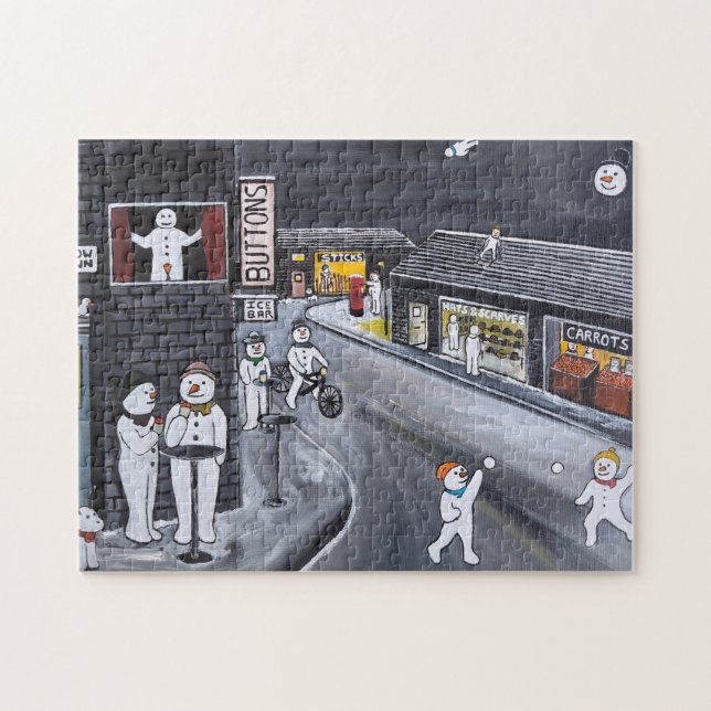 Quebra-cabeça Cidade de Neve Pintura por Alfred Fox (Horizontal)