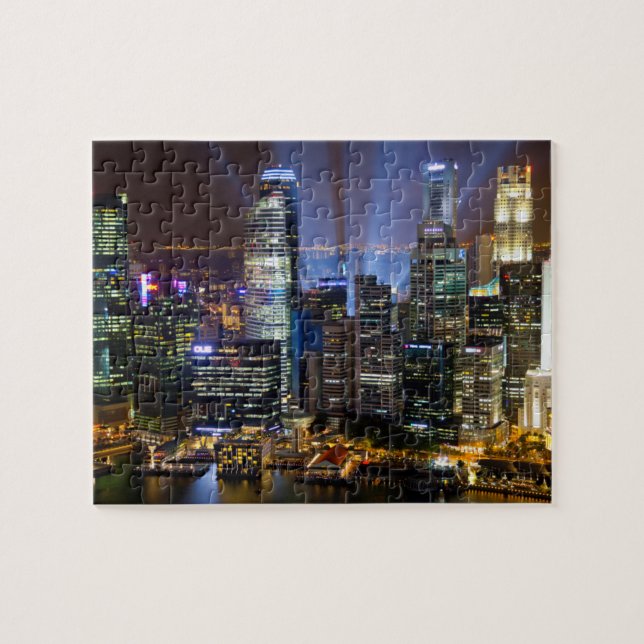 Quebra-cabeça Cidade de Singapura no centro à noite (Horizontal)