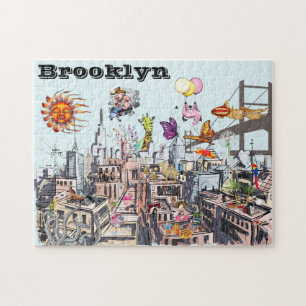 Quebra-cabeça Cidade do Brooklyn Pop surreal ocupada