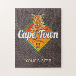 Quebra-cabeça Cidade do Cabo África do Sul Retro Leopard Vintage