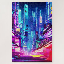 Cidade Neon Futurística Cyberpunk