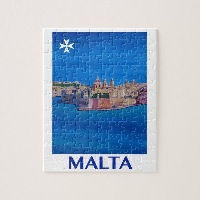 Quebra-cabeça Cidade RETRO de Malta valletta do POSTER de (Vertical)