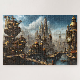 Quebra-cabeça Cidade Steampunk com Relógio