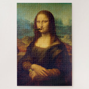 Quebra-cabeça Cigarro - Mona Lisa Pintando Engraçado