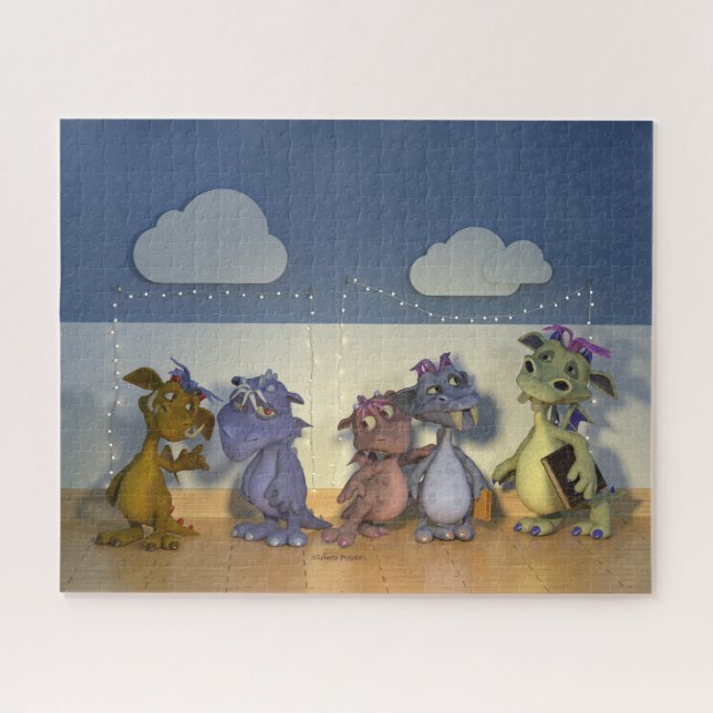 Quebra-cabeça Cinco dragões pequenos (Horizontal)