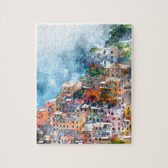 Quebra-cabeça Cinque Terre Italy Watercolor (Vertical)