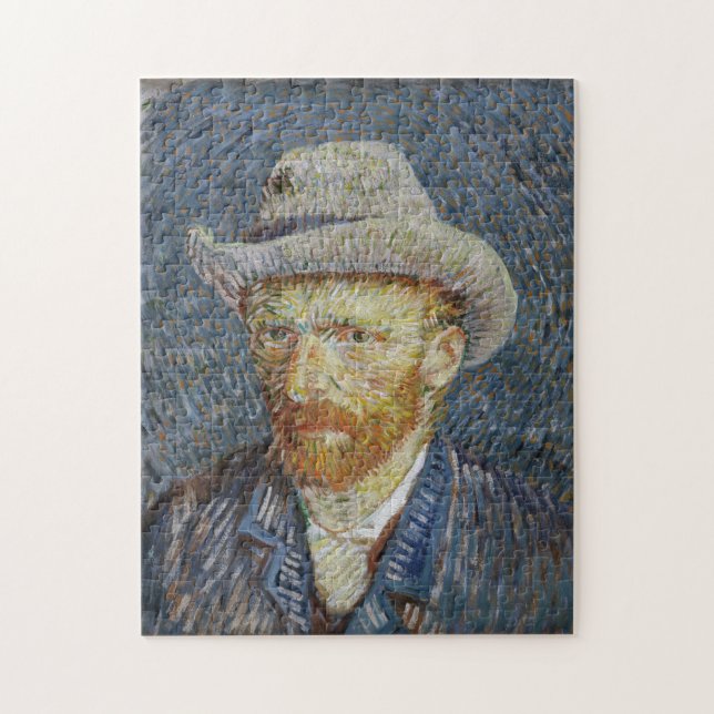 Quebra-cabeça Cinza Autoretrato Van Gogh Sentiu Ódio Na Pintura (Vertical)