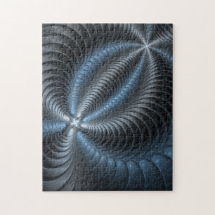 Quebra-cabeça Cinza Azul Plástico Arte Fractal 3D Abstrato