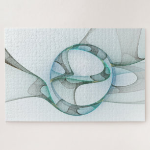Quebra-cabeça Cinza Azul Turquesa Abstrato Moderna