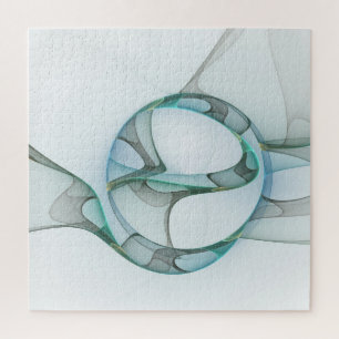 Quebra-cabeça Cinza Azul Turquesa Abstrato Moderna