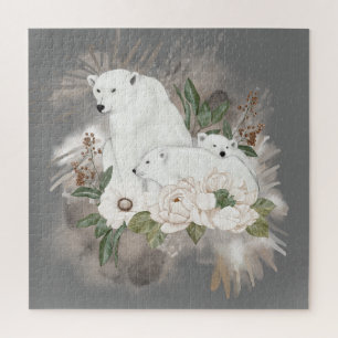 Quebra-cabeça Cinza da família do Urso Polar Bonito