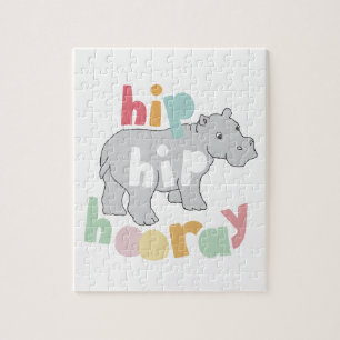 Quebra-cabeça Cinza Hip Hip Hooray Desenho Hippo