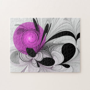 Quebra-cabeça Cinza Negra abstrato com Fratura Magenta