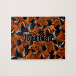 Quebra-cabeça cinza Negra Meninos Meninas do time de basquetebol