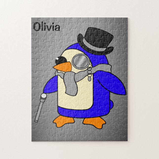 Quebra-cabeça Cinza neutra de pinguim de desenho animado bonito (Vertical)